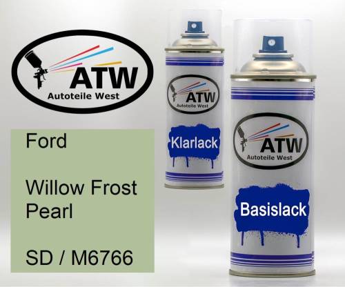 Ford, Willow Frost Pearl, SD / M6766: 400ml Sprühdose + 400ml Klarlack - Set, von ATW Autoteile West.